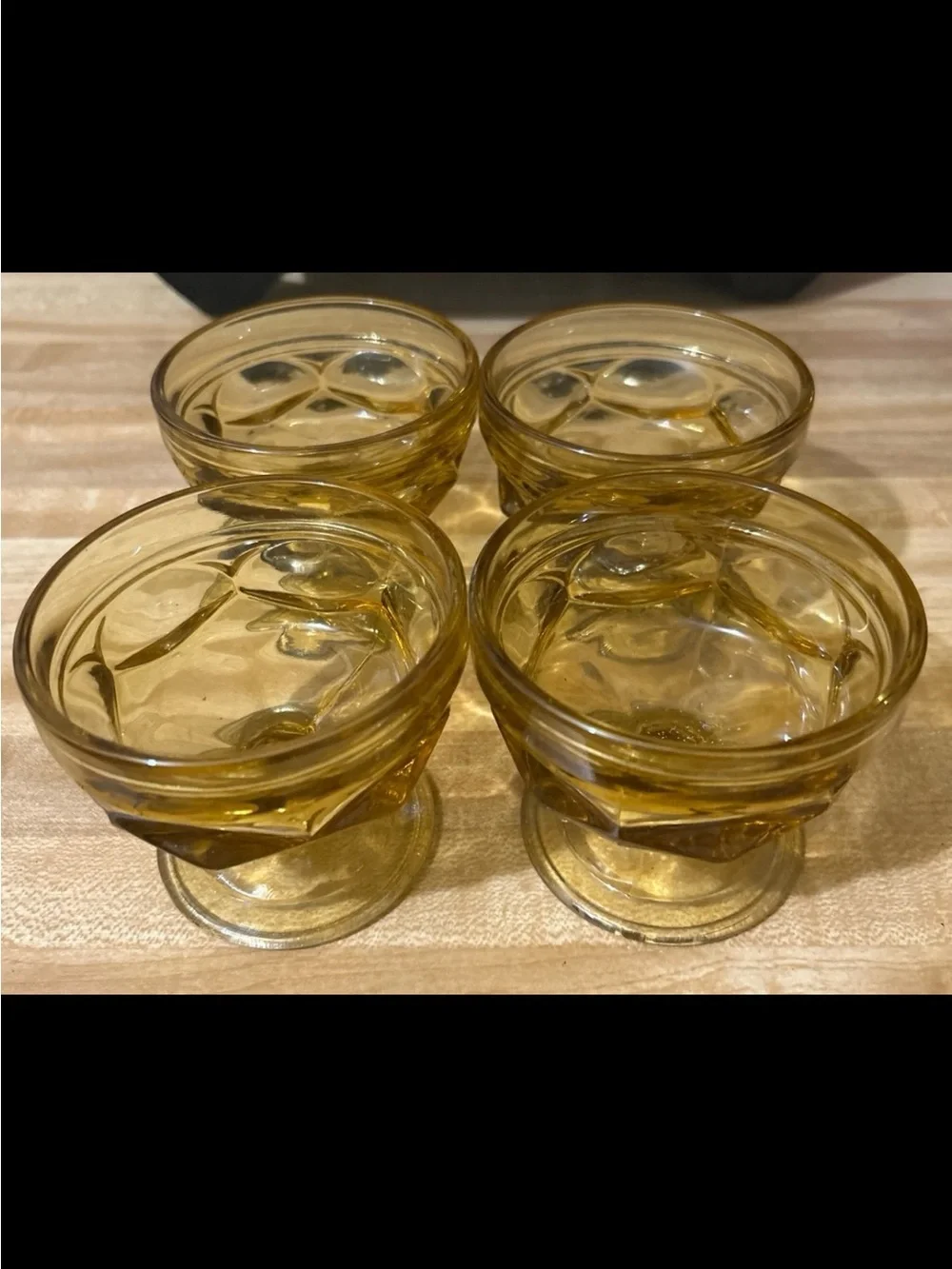 Amber Glass Dessert Bowls - Set of 4